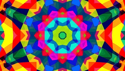 Vibrant kaleidoscopic pattern of polygonal shapes