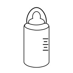Minimalist line drawing of a baby bottle on a white background