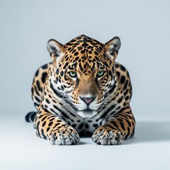 Obraz premium Majestic with Intense Green Eyes Gazes Forward