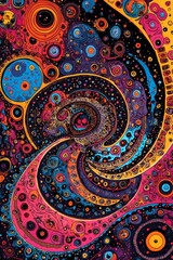 Fototapeta premium Vibrant cosmic swirl with colorful patterns in abstract design