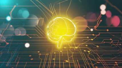 Glowing brain with neural network data mining - Powered by Adobe