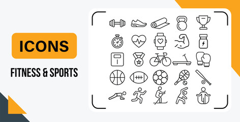 Collection of diverse fitness and sports icons for health and activity design