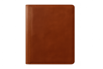 Leather notebook closed, isolated on transparent background, ideal for business, office, or education related concepts