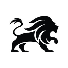 Royal heraldic lions. Black silhouette lion. Premium wild animal crest symbols.