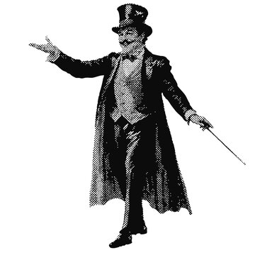 Circus ringmaster halftone grunge vector design element