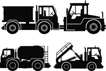 Silhouette Illustration of Various Construction and Utility Vehicles Collection of Heavy Equipment Icons Heavy Machinery Graphics