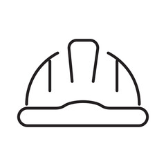 Single icon of a safety hard hat in civil engineering context, outline style. Editable stroke vector illustration.