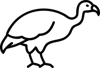 Hand drawn cartoon outline showing the contour of a turkey on white