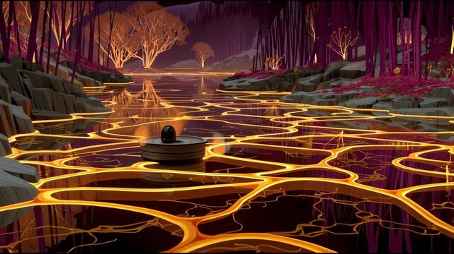 A fantastical neon-style illustration of a coffee cup emitting a gentle, warm light, floating in a surreal dreamscape.