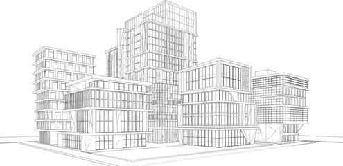 Modern Architectural Building Sketch Urban City Design Drawing