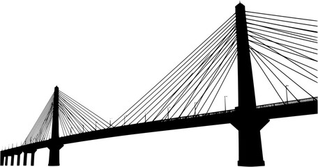 vector silhouette of the cable-stayed bridge