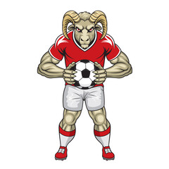 ram football mascot vector illustration football player design