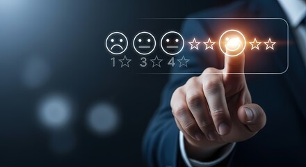 Obraz premium Customer Satisfaction Feedback Five Star Rating Photo
