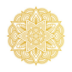 Elegant Golden Mandala Vector Design  Decorative Boho Floral Ornament Art.
