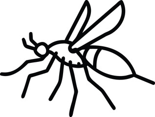Simple line art shows a wasp with wings and black stripes isolated