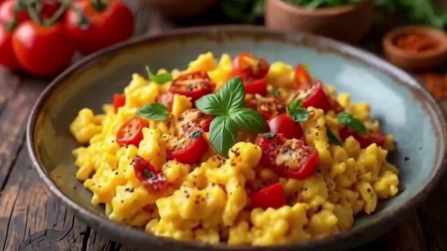 Yellow pasta dish is set on a rustic wood. Uses include food blogs, Turkish food recipe, food photography, and branding.