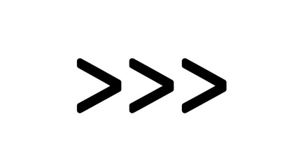 Obraz premium Vector art of three black forward arrows arranged in a sequence on a plain white background, symbolizing progress and movement