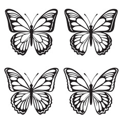 Artistic Black Butterfly Icon Illustrations