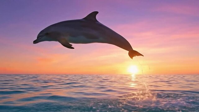 Dolphin jumping sunset ocean view beautiful sea animal marine life aquatic mammal nature photography