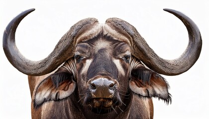 african cape buffalo bull powerful mammal isolated on white