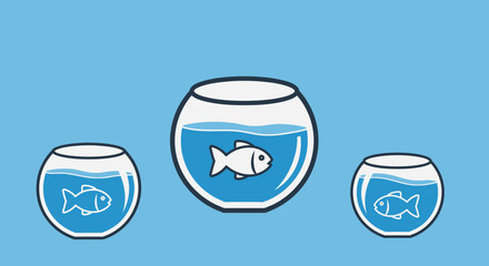 Minimal Fishbowl Icon Pack in Flat Style with Blue Background