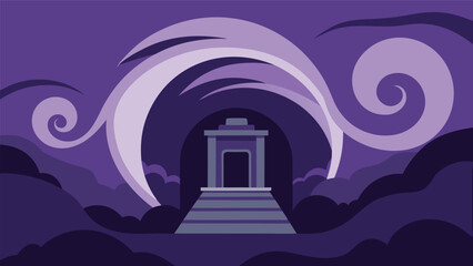 haunted mine entrance with swirling mist vector background