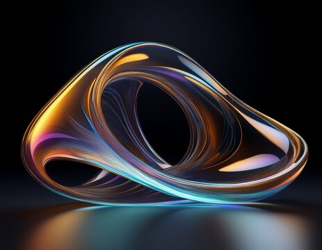 abstract futuristic transparant shape with black background 3d render