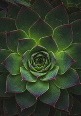 Green Succulent Rosette with Red-Tipped Leaves