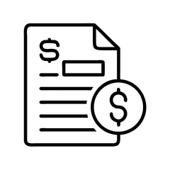 Financial invoice document with dollar sign for accounting and payment management concept icon