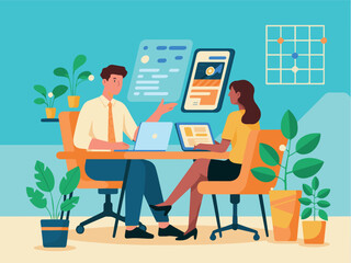 Clean and modern vector  business meeting collaboration teamwork office professional discussion design