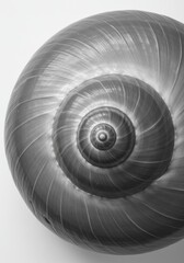 Obraz premium Detailed spiral of a nautilus in grayscale