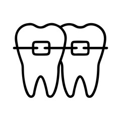 Teeth with braces orthodontics dental care alignment smile correction oral hygiene treatment concept