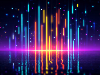 High-tech abstract background with glowing lines and neon colors