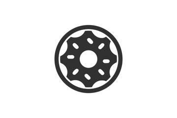 Monochrome donut icon with smooth frosting dots against a white background