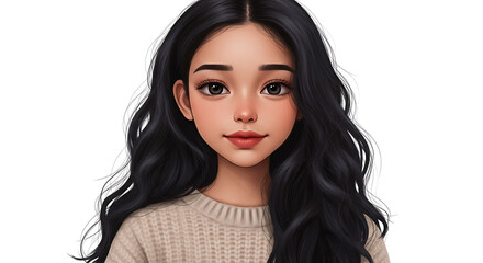 Naklejka premium Girl with an angelic face and hair tucked behind her ear 