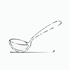 Tea scoop in minimalist design with black outline on white background  
