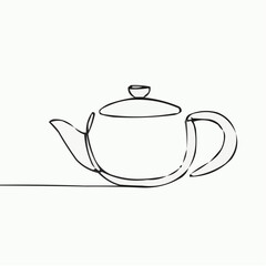 Continuous line drawing of a teapot for Chinese tea ceremony Icon  