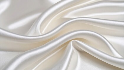 Obraz premium Macro shot of smooth ivory silk with gentle folds, soft light highlights the curves, glossy reflections, elegant and minimalist style.