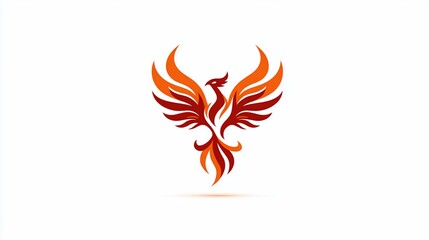 Naklejka premium Abstract phoenix rising with fiery colors, wings spread, symbolizing rebirth and strength