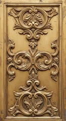 Ornate golden relief carving adorns a rectangular panel.