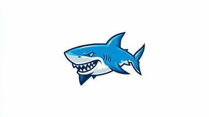 Fototapeta premium Cartoon Great White Shark Mascot Logo Design