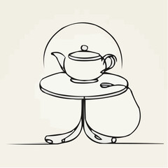 Chinese tea ceremony icon with teapot on minimalist table design  