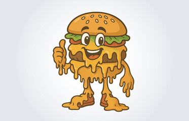 Burger Mascot Cartoon Character Logo Template