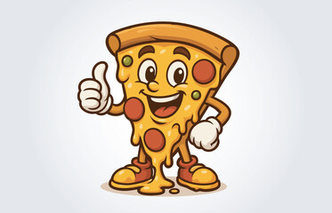 Pizza Mascot Cartoon Character Logo Template
