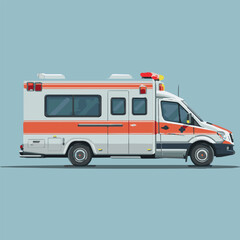 Clean and modern vector  ambulance vehicle emergency medical service transport healthcare rescue aid