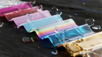 Hypnotic liquid light play for fashion or tech industries. Every droplet and refraction is physically accurate