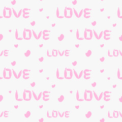 Seamless pink background with hearts