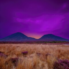 Purple mountain landscape at dusk