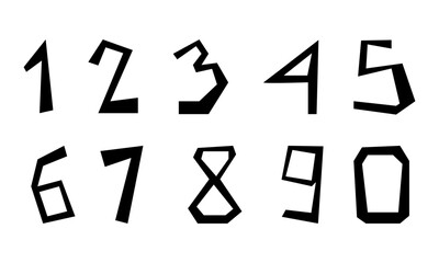 Vector set of stylized hand-drawn numbers. Creative distorted digits from 0 to 9 in rough hand-drawn style. Perfect for posters, edgy titles, modern designs, or urban graphic projects.