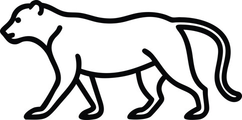 outline illustrates a majestic panther gracefully walking, creating a striking silhouette against a white background